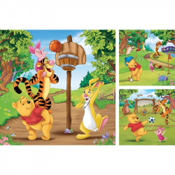 Puzzle 3x49 db - Micimackó sportos napja