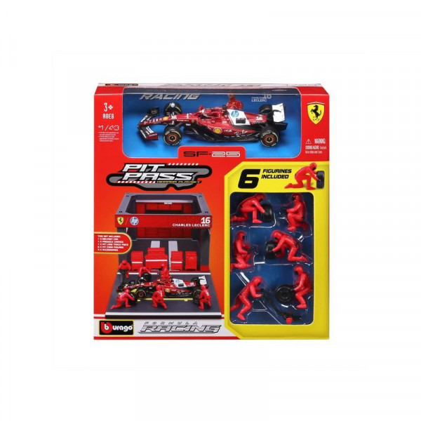 Bburago 1/43 F1 versenyautó - Ferrari SF-25 Pit/Leclerc