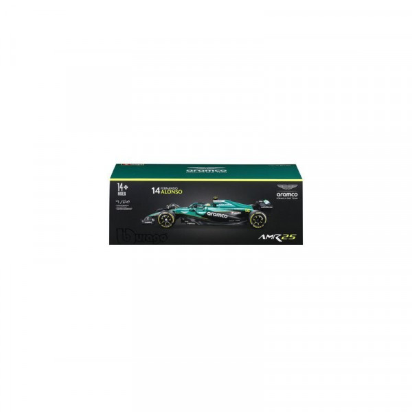 Bburago 1/24 F1 versenyautó - Aston Martin AMR25/Alonso sisakkal